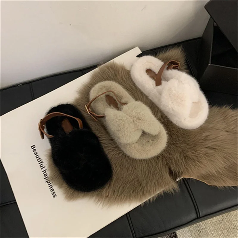 

European Station Women's Slippers Luxury Imitation Mink Home Plush Slippers Soft Sole Fashion Outside Wear Women's Slippers