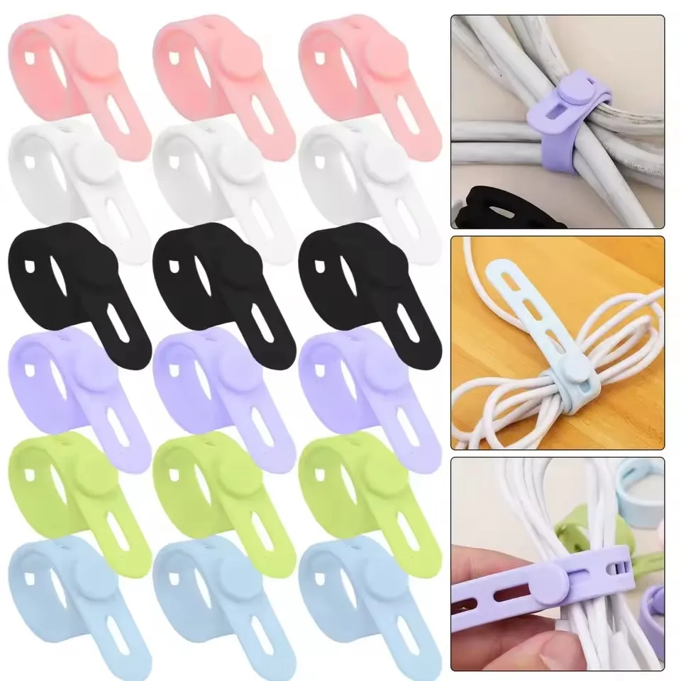 실리콘 케이블 타이 다양한 색상 재사용 가능 고강도 케이블 정리 도구, 코드 및 전선 고정용