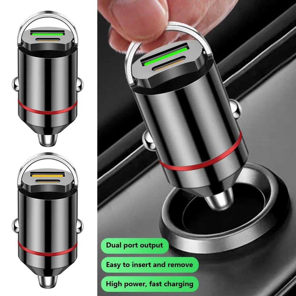자동 시가 라이터 어댑터 12-24V 듀얼 포트 자동 풀링 PD+USB 타입-C QC3.0 고속 충전 차량용 충전기