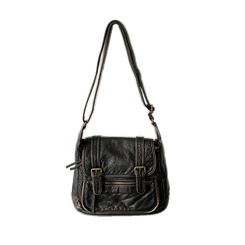 

Vintage Moto & Biker Bags For Women High Quality Soft Pu Leather Messenger Bag Large Capacity Belt Buckle Design Shoulder Bag
