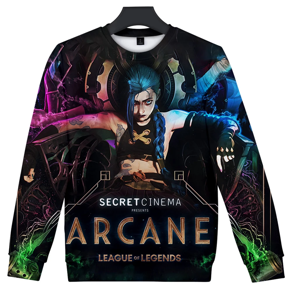 

Arcane Sweatshirt 3D O-Neck Men Women Long Sleeve Outwear Harajuku Streetwear 2021 LOL Game Tv Series Unisex Clothes Plus Size