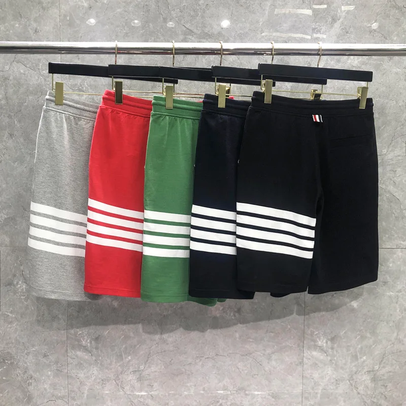 

Summer Men Shorts Striped Casual Short Pants Cotton Beach Korean Design Plus Size Sport Shorts Women Shorts Elatic Waist