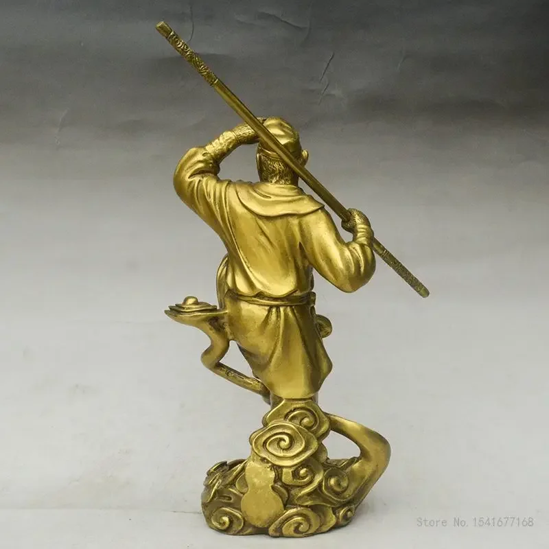 Copper Sun Wukong Qi Tian Da Sheng Buddha Statue Home Feng Shui Crafts Decoration Living Room Buddha Hall, Monkey Sculpture, 1Pc