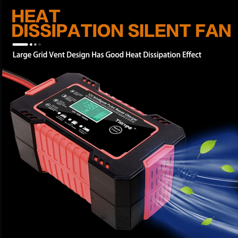 Car Battery Charger 12V 6A Automatic Battery Maintainer Pulse Repair Charger With LCD display AGM Gel Lead Acid