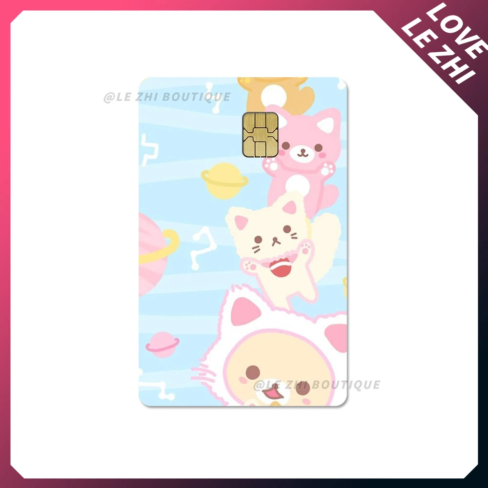 Japan Anime Cute Cartoon Bear Credit Debit Card Sticker Kawaii Bus Pass Diy Waterproof Small Chip Film Sticker Decoration
