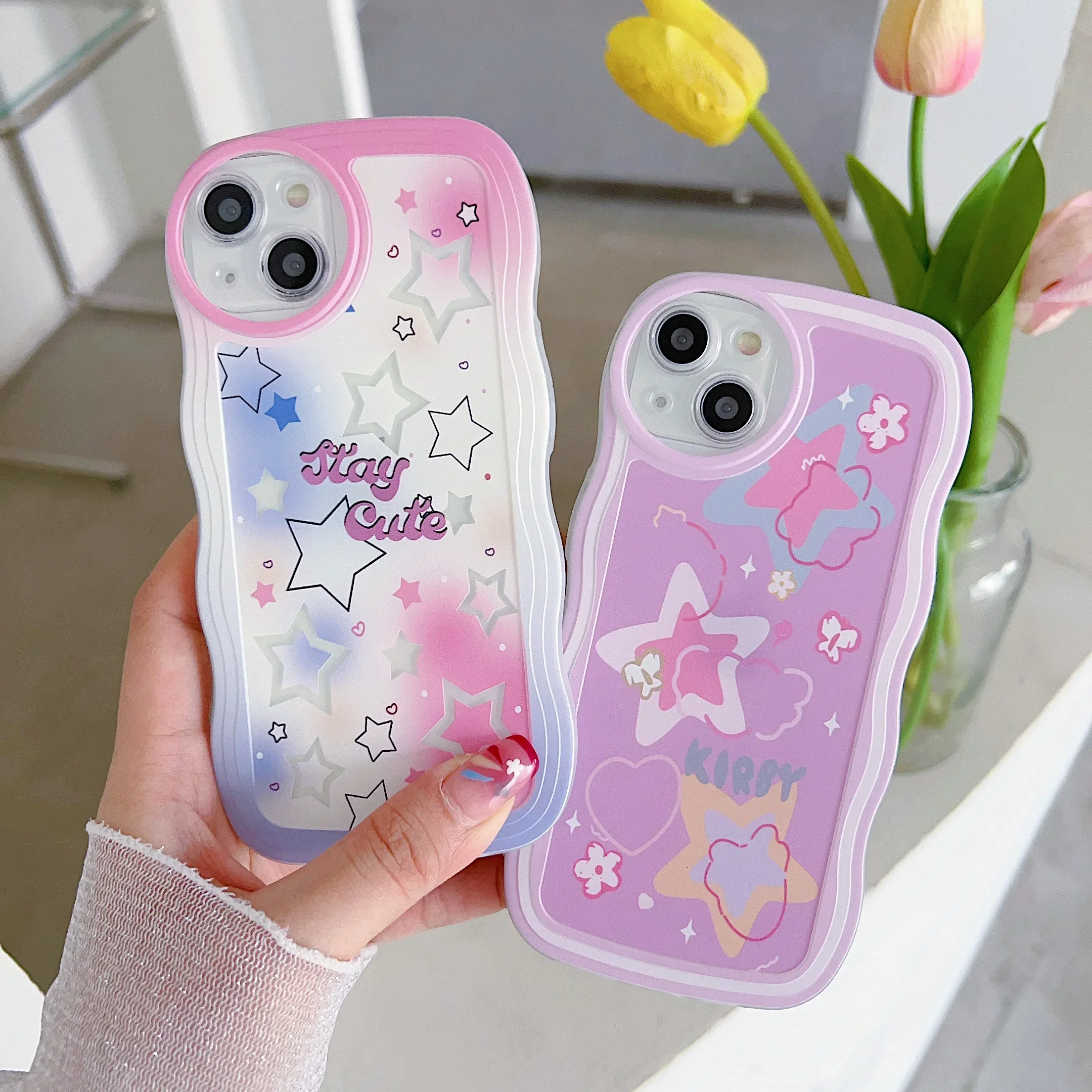 

Wave Edge Silicone Case for Oppo A17 A15 A57 A77 A58 A78 A54 A55 A53 A52 A72 A92 A33 A16 A16K A17K A59 Funda Painted Meteor Star