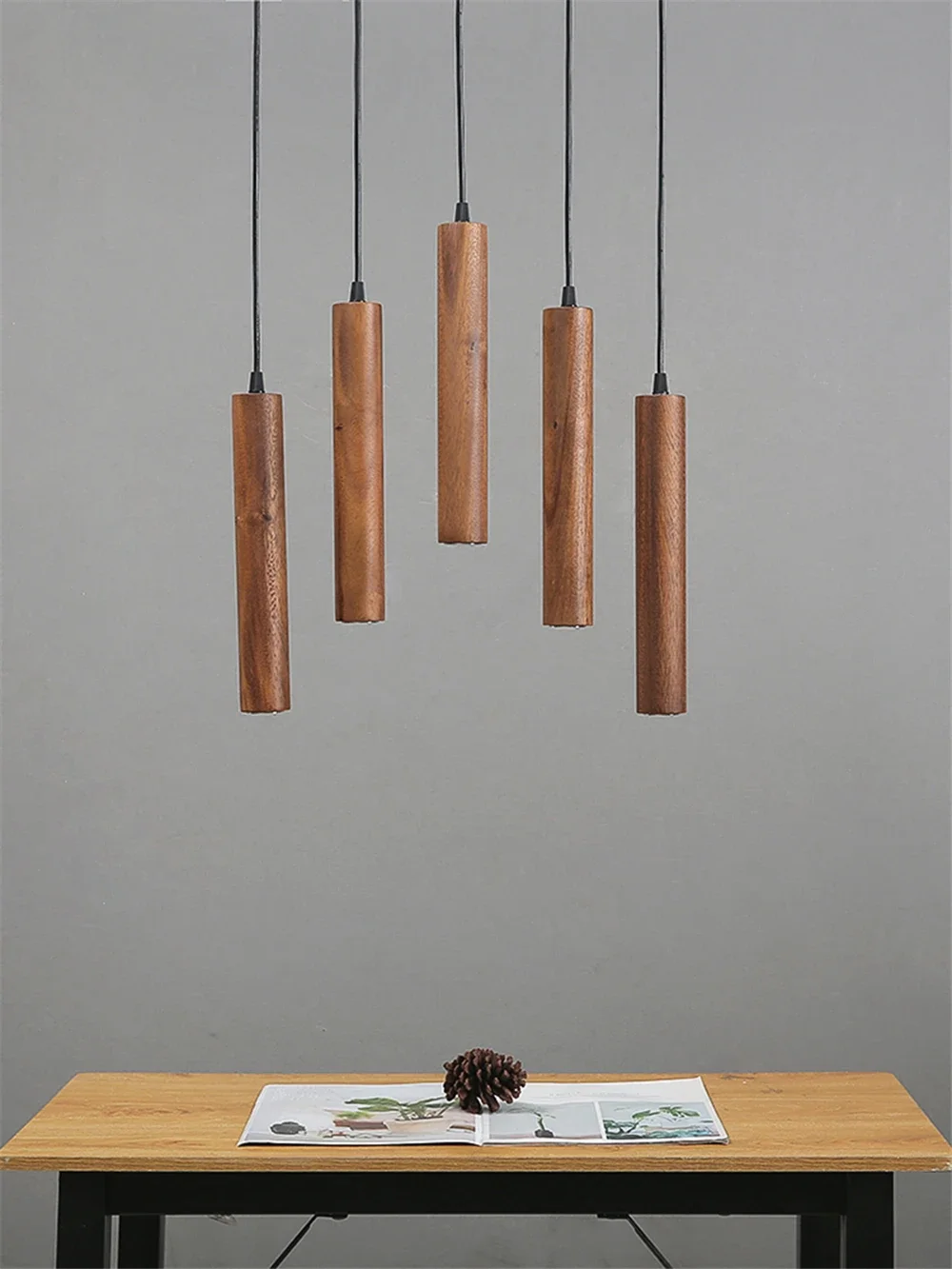 Description Picture 5 of itemNordic Ceiling Pendant Lamp Wooden Light Restaurant Creative Chandelier Light Bar Restaurant Home Decor Modern Solid Wood Lamp