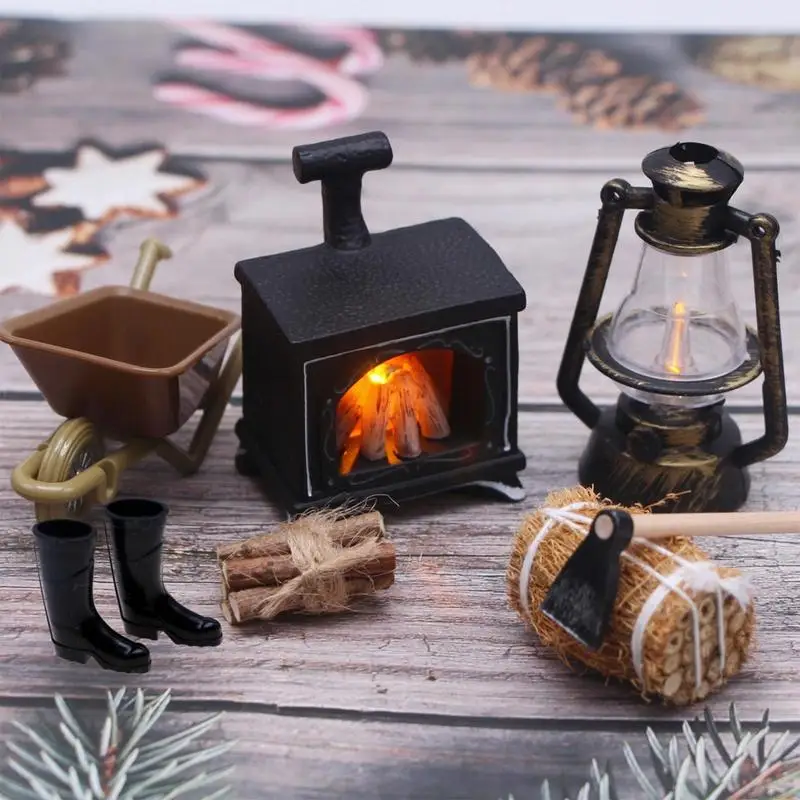 8Pcs Christmas Miniature Figurines for Crafts  Dollhouse Accessories Fairy Garden Accessories Toyhouse Miniature Scene Model mini doll house elf door christmas decor simulation light string hat wreath tree gift boxes fairy toyhouse miniature scene model