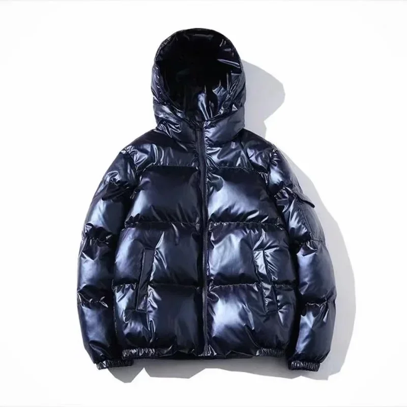Cotton Jacket Parka Coat Unisex Winter Clothes Glossy Black Coats and Jackets Harajuku Parkas Cotton Padded Hooded