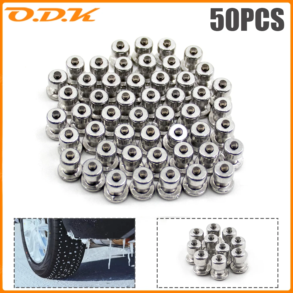Wheel Tire Spikes Metal Studs Lugs Screw Winter Snow Ice Anti-Slip 50pcs For Car Motorcycle SUV ATV Truck 7.7x10mm JX8-10-2 W-15