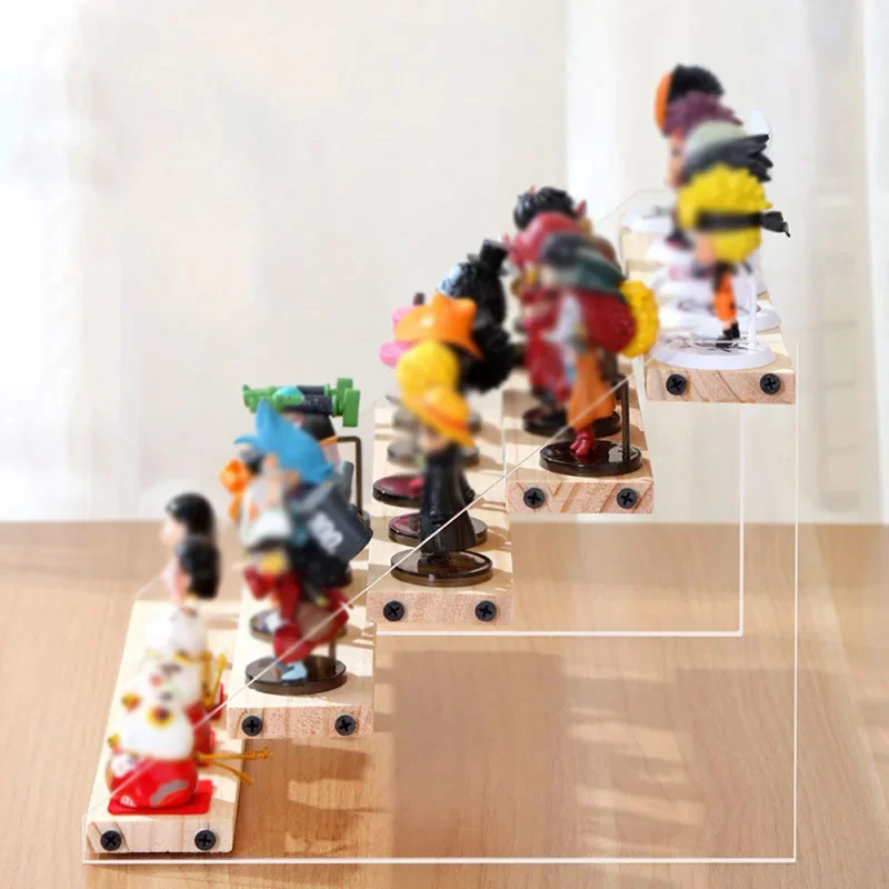 3-5 Layer Acrylic Wood Display Stand Cupcakes Perfume Cosmetic Holder Showcase Organizer Doll Mini Figure Toy Model Storage Rack 5