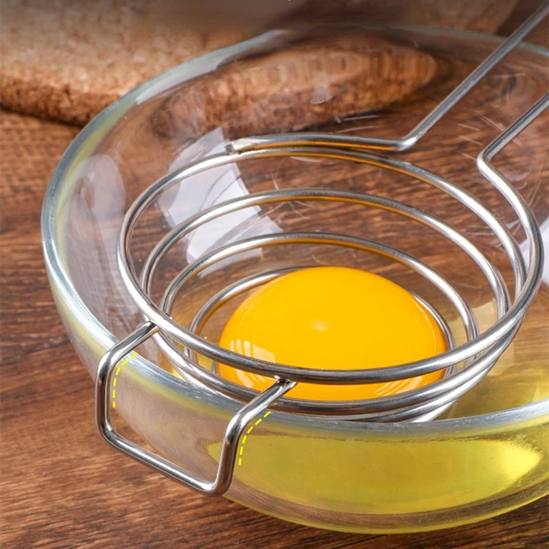 Spiral Stainless Steel Egg White Separator Egg Yolk Remover Divider Long Handle Spring type Tool Kitchen Baking Cooking Gadgets