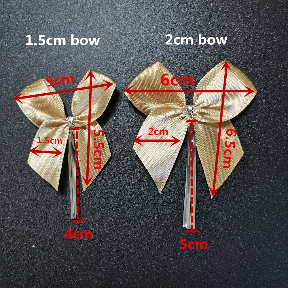 Satin Ribbon Bows For Craft Small Bowknot Gift Flower Wedding Birthday DIY Party Decoration Bakery Packing Wire Twist Tie 20pcs