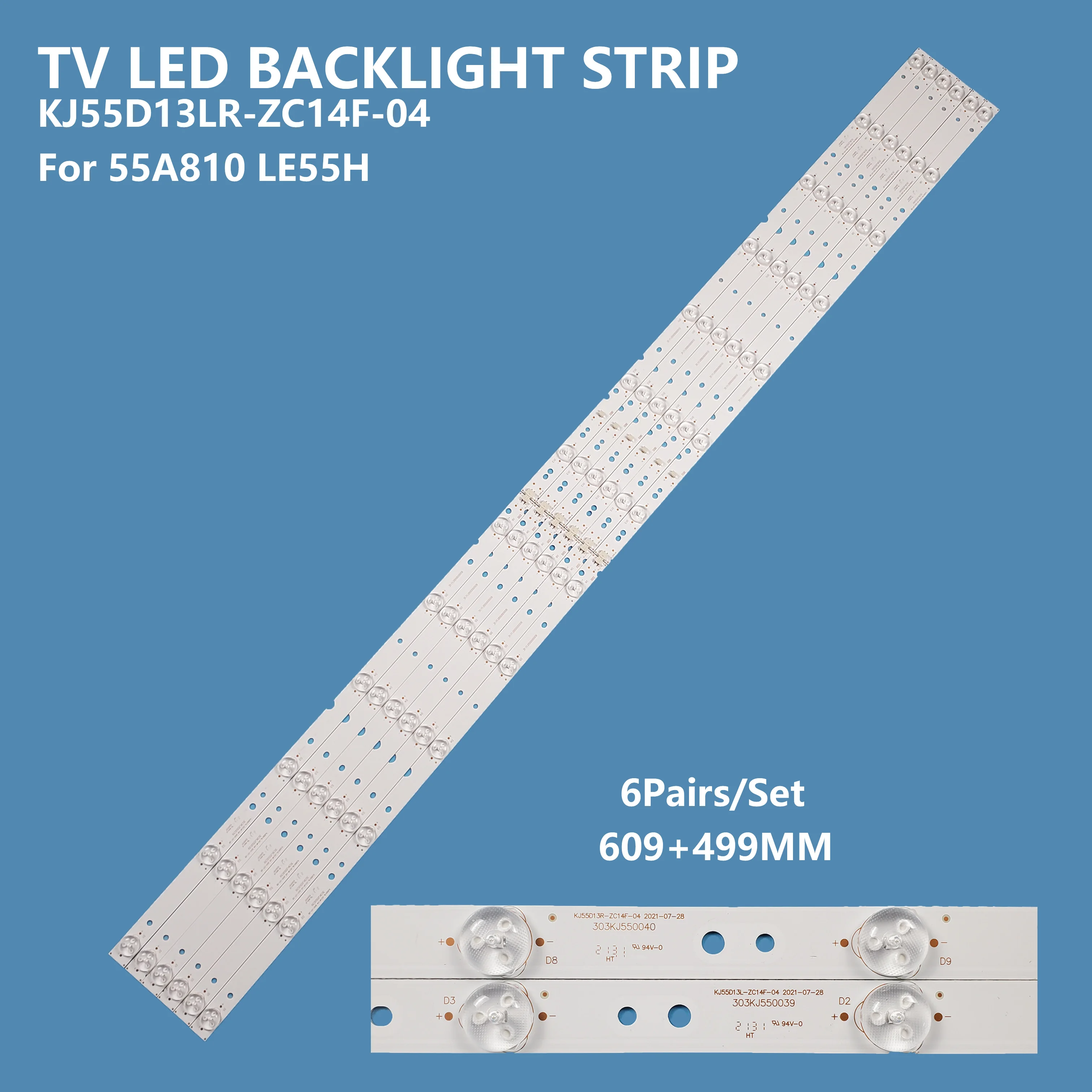 12 Pz/Set Nuova Striscia Di Retroilluminazione A Led Tv Kj55D13Lr-Zc14F-04 Per Tcl 55 Pollici 55 A810 Le55H Muslimate Tv Bar Light Accessori