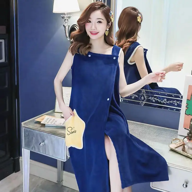 Cartoon Coral Velvet Bath Towel Set Soapy Quick-Dry Towel Adult Strap Household Bath Dresses Bathroom Accessories