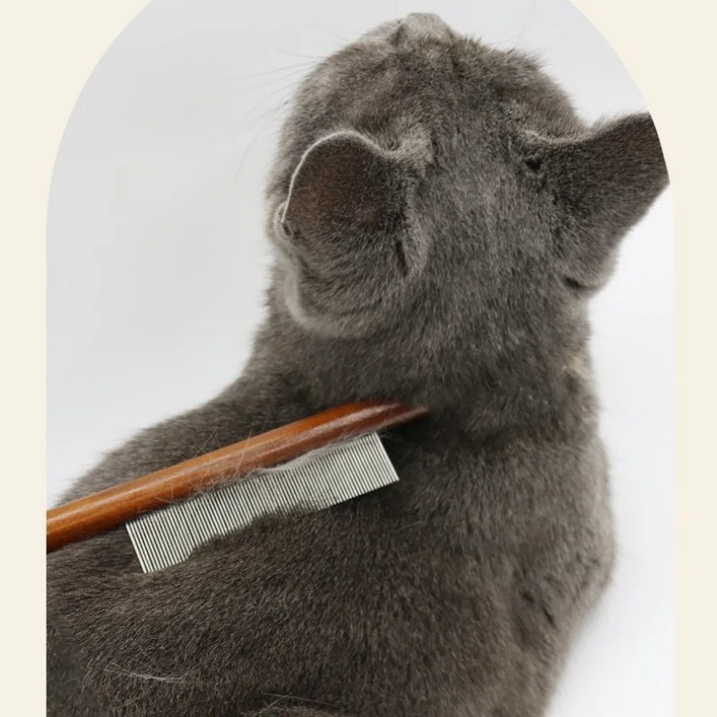 Pet Grooming Comb Stainless Steel Comb for Cat Dog Detangling Fur Removal Flea Control Gentle on Skin Long Handle Pet supplies 5