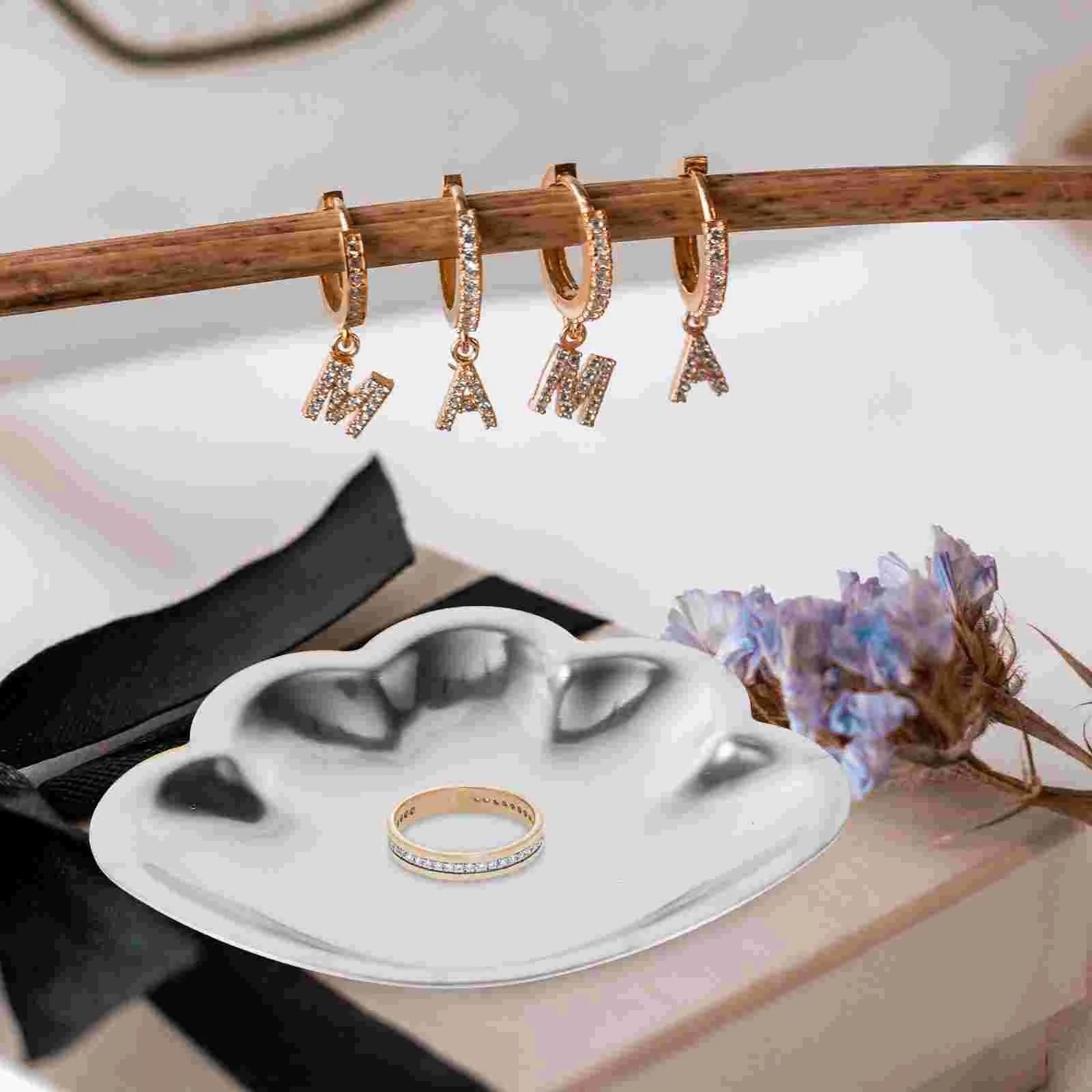 

2pcs Jewelry Plate Stainless Steel Decorative Tray Shell Shaped Jewelry Dish Cosmetics Organizer
