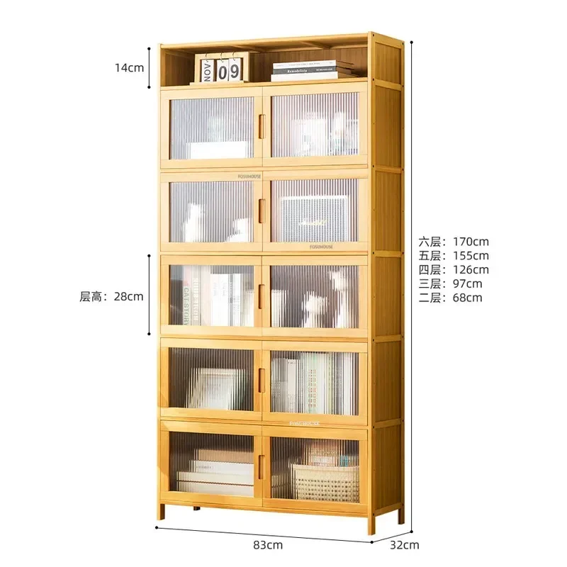 Modern Bamboo Living Room Cabinet Bedroom Changhong Glass Door Layered Shelf Home Living Room Furniture Stand Cabinet