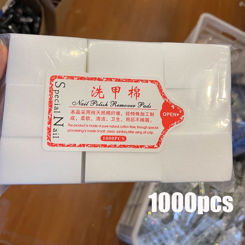 1000/500/100pcs Nail Wipe 100% Cotton Pads Lint Free Gel Nail thumbnail 1