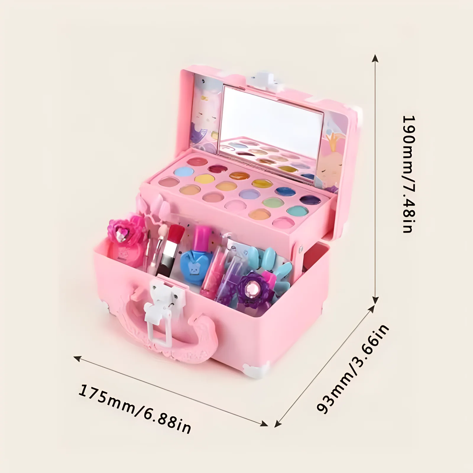 Girls Cosmetics Makeup Box Princess Makeup Girl Toy Play Set Lipstick Eye Shadow Nail Polish Nontoxic Kid Birthday Toy for Girls 5