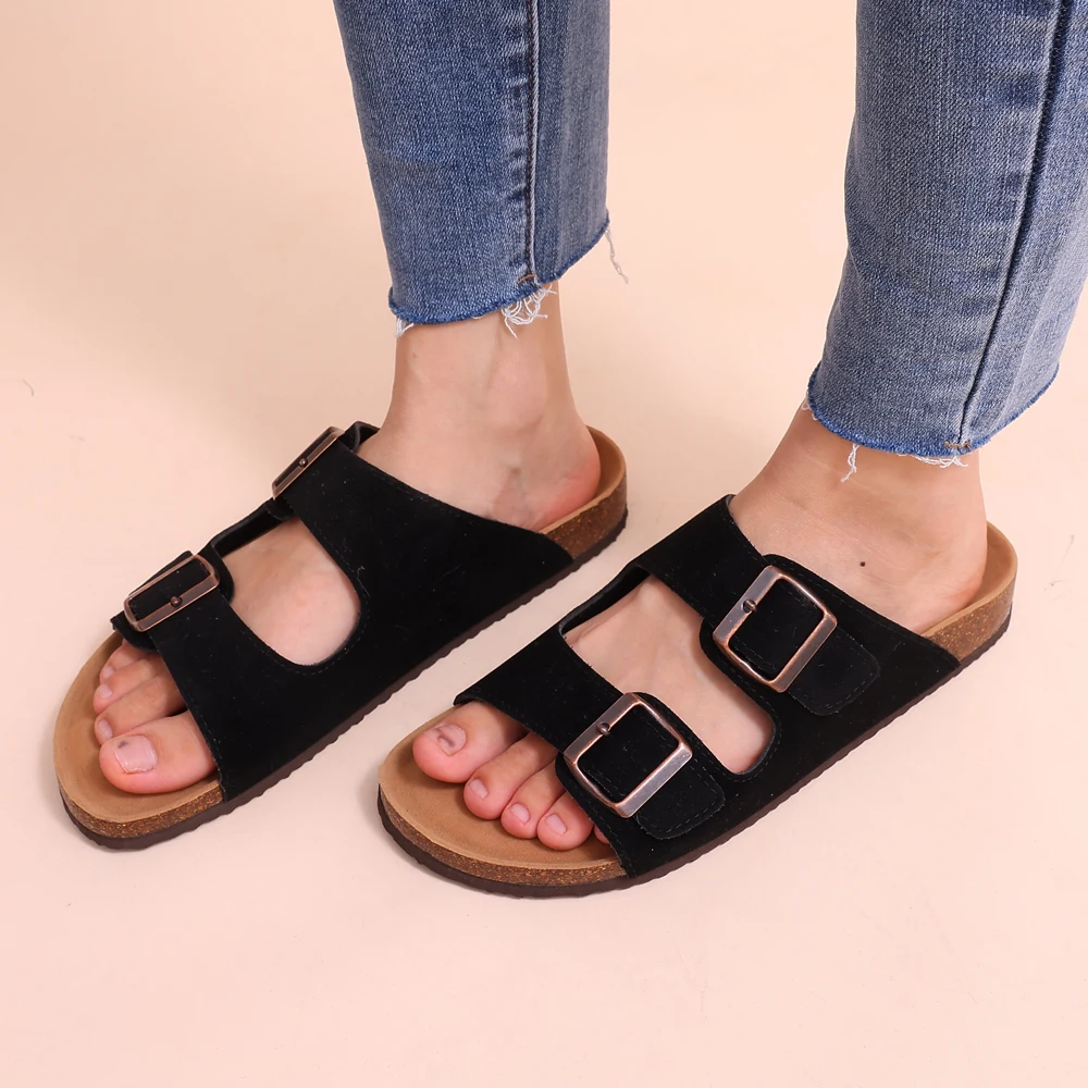 Evshine dam kork strand sandaler med dubbelt spänne halkfria_voghion.com