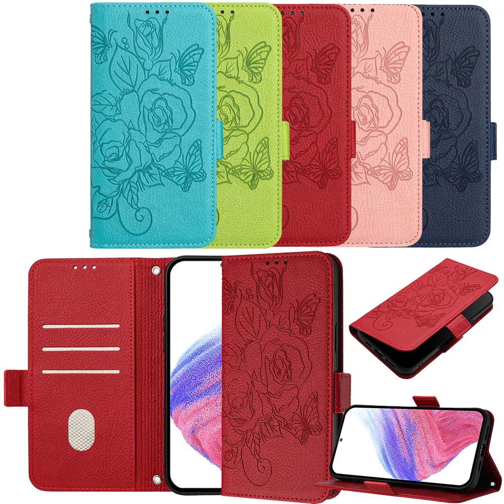 Rose RFID Shielding Wallet Case with Flip Phone Back Cover