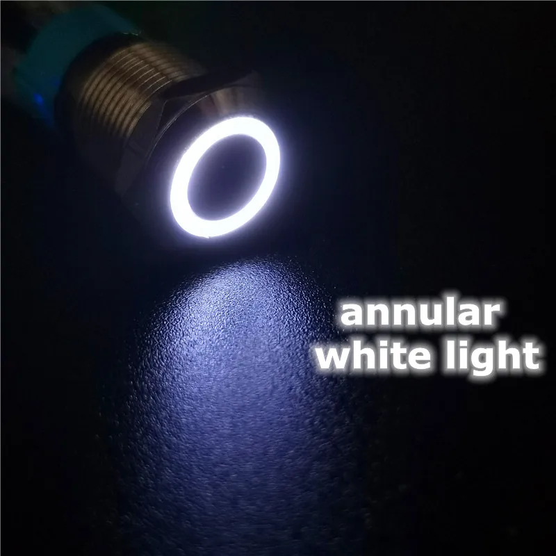 thumbnail image 1 of Interruptor pulsador de metal resistente al agua de 12 mm, 3 V, 5 V, 6 V, 12 V, 24 V, 36 V, 48 V, 220 V, luz LED, interruptor de encendido y apagado momentáneo para PC de motor de automóvil, 1 of 5