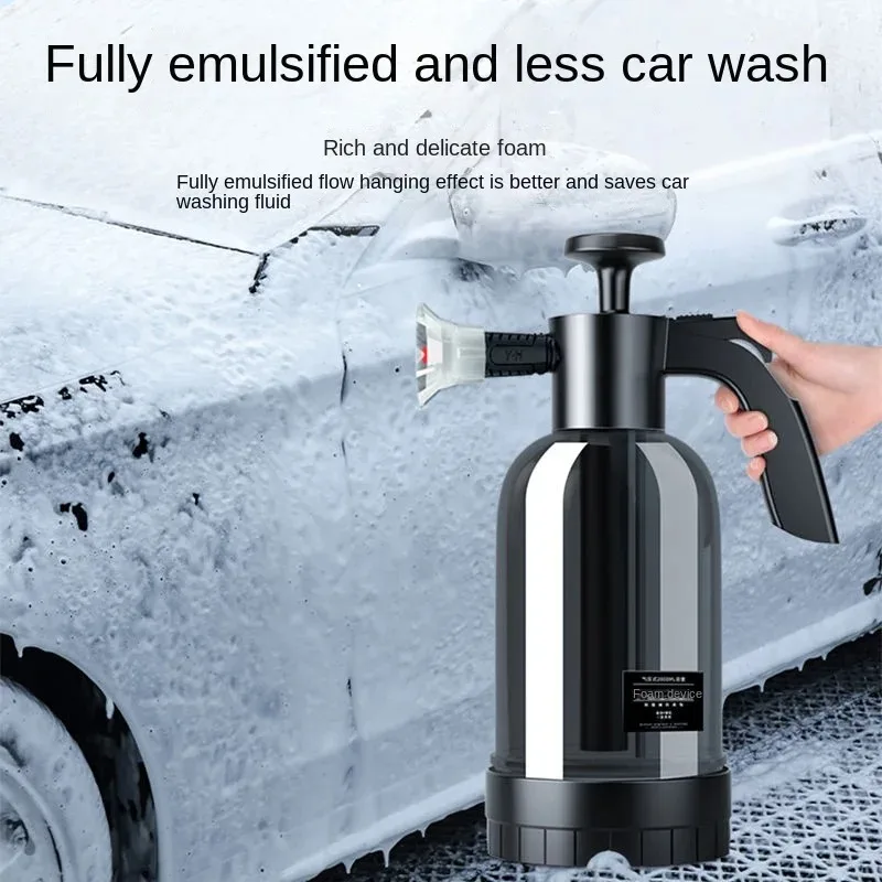 2L Manual Pneumatic Foam Cannon - 3 Nozzle Modes for Car Wash & Window Cleaning, Thick Snow Foam Sprayer with Adjustable