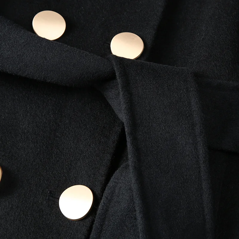 Women's Double-Sided Wool Overcoat, Female Long Overcoat, Below the Knee, Simple Woolen Outwear, Casual Fashion,  Winter, 2024