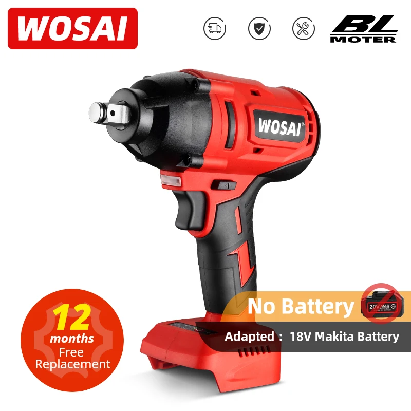 Wosai 600n.m Brushless Impact Wrench 20v Electric Wrench Rechargeable 1