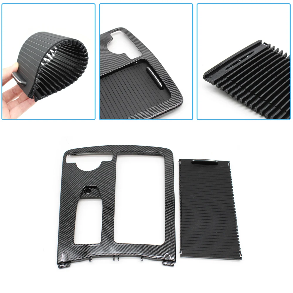 Car Central Armrest Drink Cup Holder Roller Shutter Frame Panel For Mercedes Benz W204 C C180 C200 C220 E W207 W212 E260 E300 Drink Cup Holder Cover