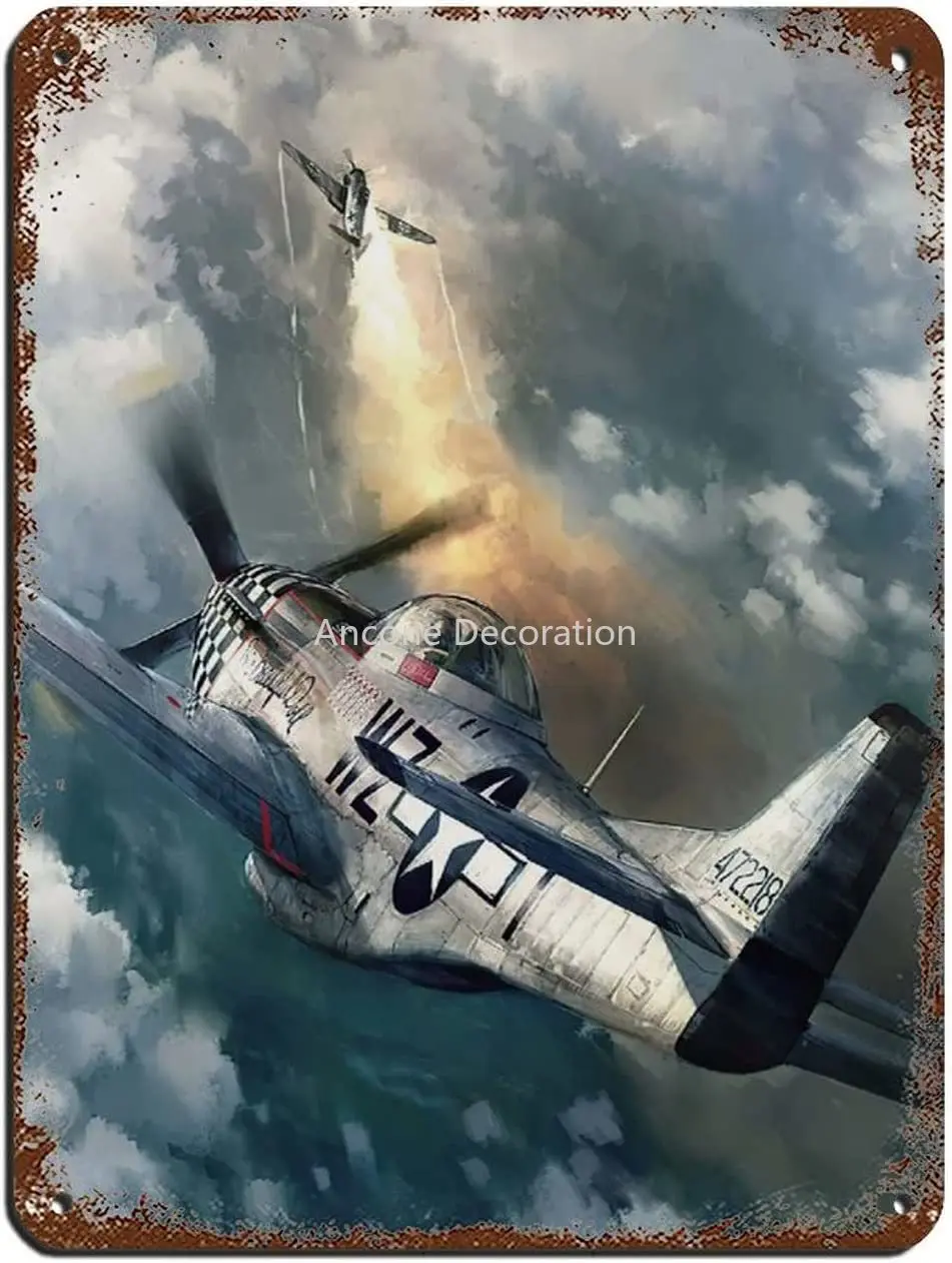 P-51 Mustang Rust Tin Sign World War Ii Military Aircraft Metal Signs 3 Tin Sign Vintage Metal Pub Club Cafe Bar Home