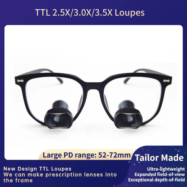 custom made TTL loupes dental loupes surgical loupes 3.0X Pure Titanium  frames