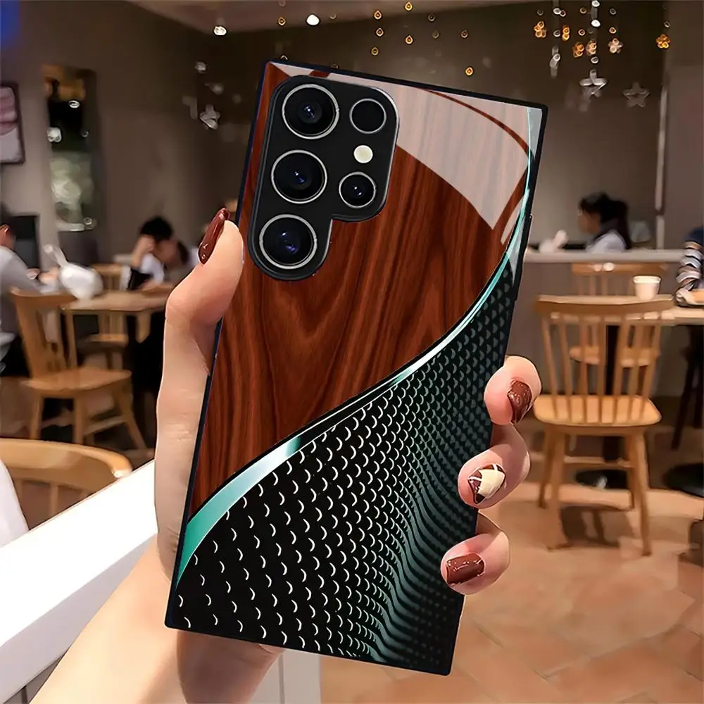 Honeycomb Wood Pattern Glass Phone Case Image 2