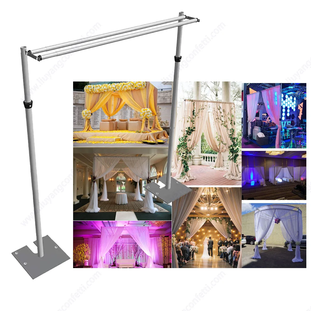 Adjustable Double Crossbar Backdrop Frame Kit Pipe Drape Wedding Birthday Party Decoration Valentine's Day Arch Curtain Stand