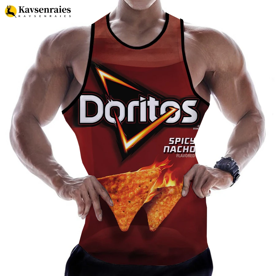

Футболка Мужская/женская с забавным принтом, топ без рукавов с 3D-принтом в виде лапши, картофеля, чипсов, пляжный топ в стиле Харадзюку, большие размеры
