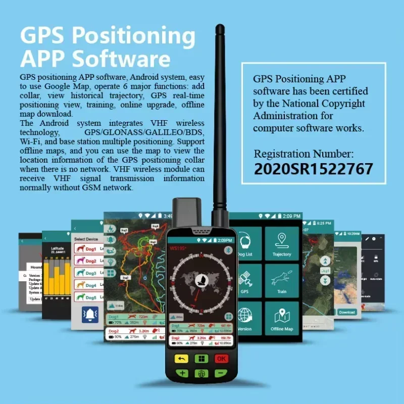 Dog tracking GPS hybrid 4G and VHF seeking hunting