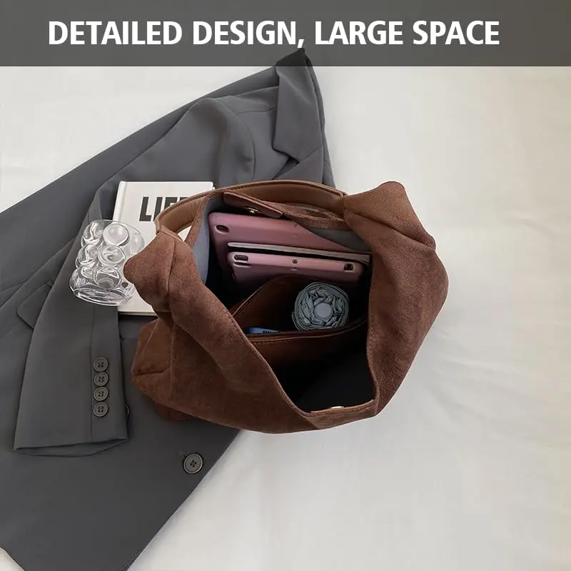 Brown Suede Bags for Women Tote Bag for Girl Hobo Bag Purse Handbag