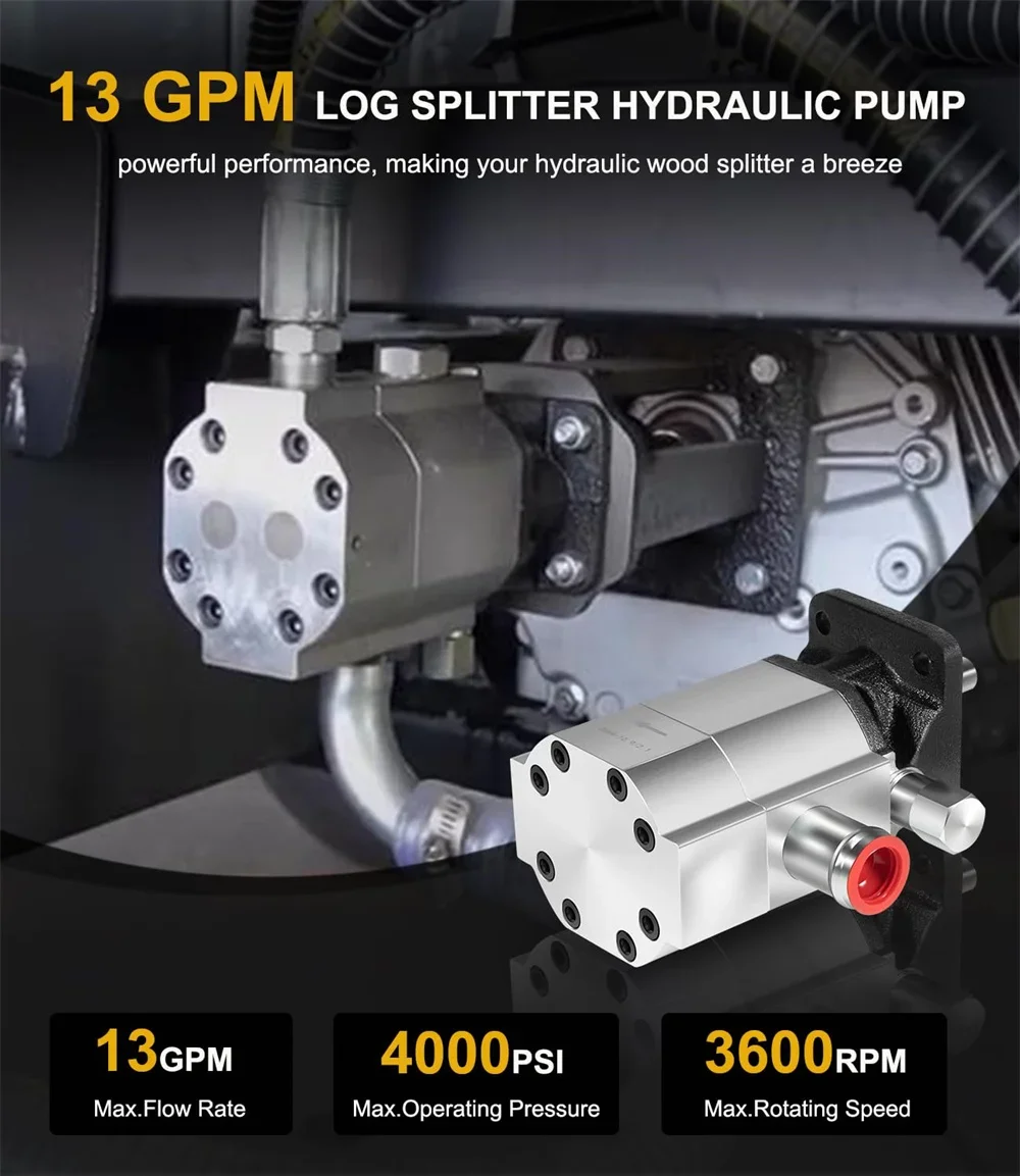 13GPM Log Splitter Build Kit Hydraulic Wood / Hydraulic Gear Log Splitter Pump for Huskee/Speeco 3/4" Engine Crankshaft 4000 PSI
