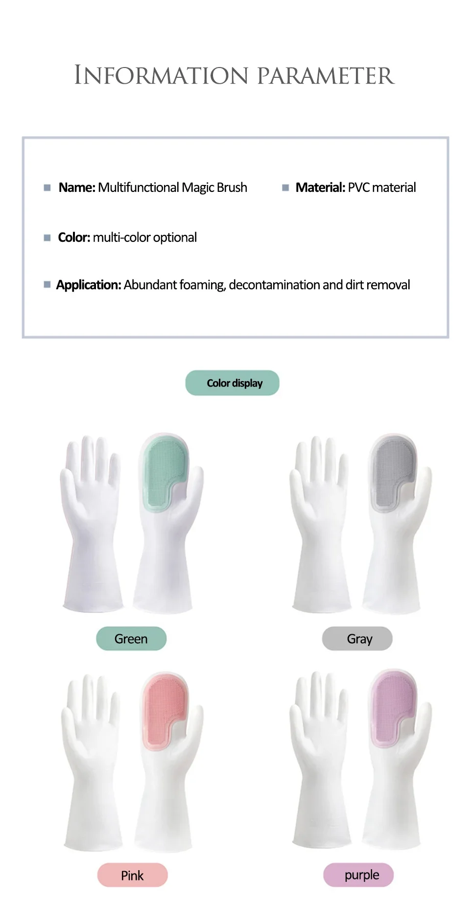 Description Picture 4 of item1pair Dishwashing Cleaning Gloves Magic Silicone Rubber Dish Washing Glove for Household Scrubber Kitchen Cleaning Scrub Gloves