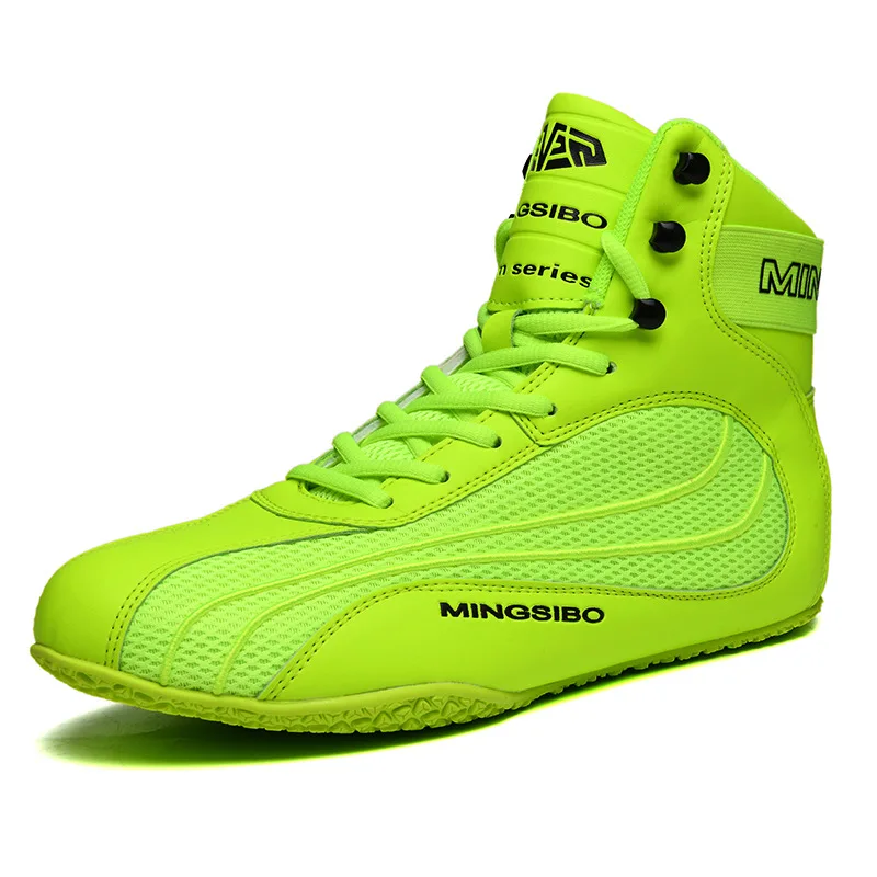MINGSIBO Mid Cut Pro Small Large Size Wrestling Boots Sport Sneakers for Boxing and Training Outdoors