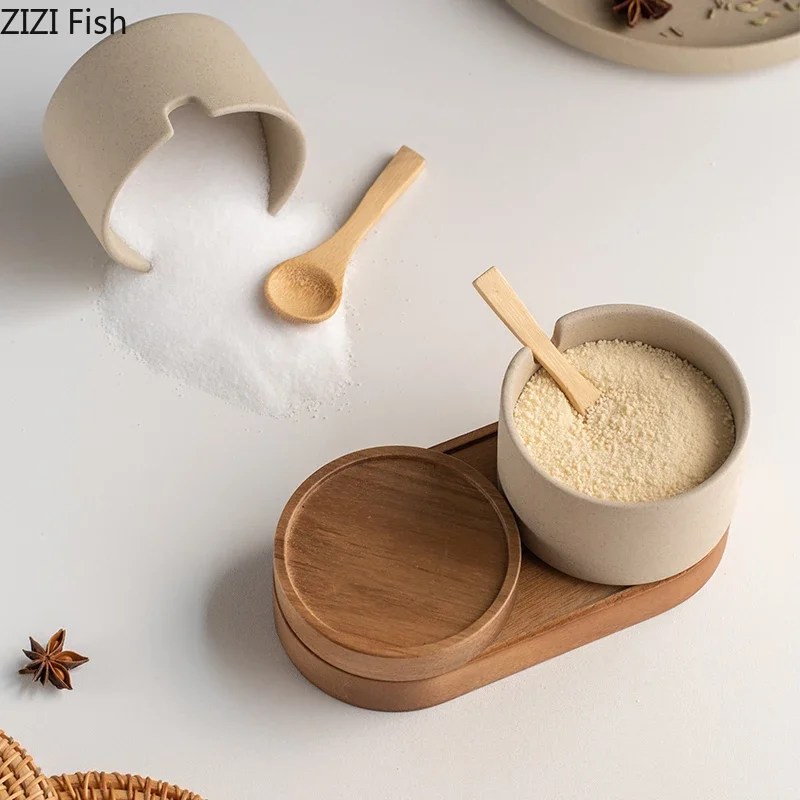 Zuccheriera E Portaspezie In Legno Di Giuggiola - Scatola Con Coperchio E Cucchiaio, Antipolvere, Ideale Per Sale, Spezie E Picnic In Campeggio
