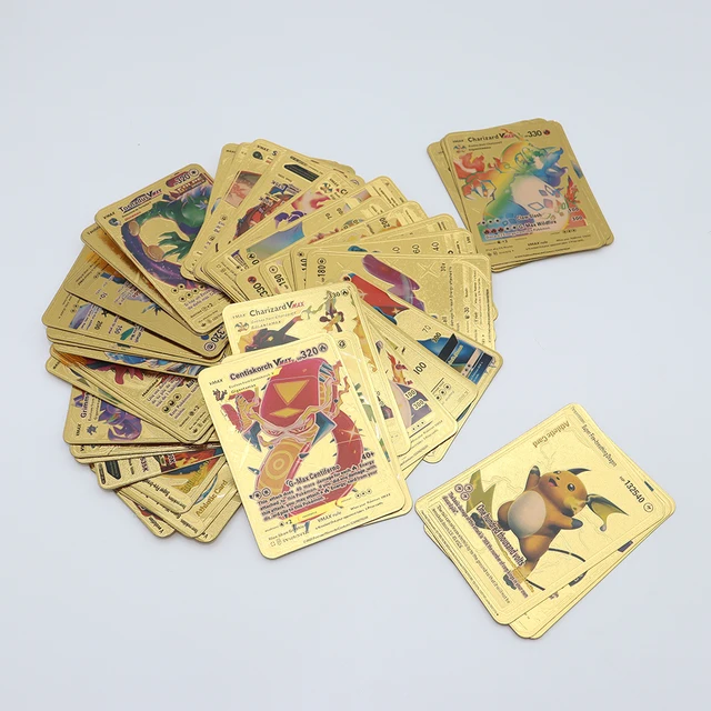 Spanish Gx Vmax Metal Pokemon Card 54Pcs Soft Gold Silvery Black Cards English Plastic Game Collection Pikachu Boxes Charizard 2
