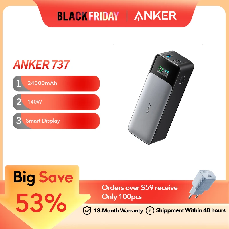 Anker 737 Power Bank 24000mAh 140W Powerbank 3-Port Portable 