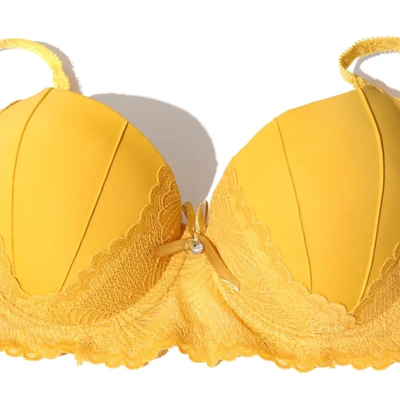 Beauwear Hand Shap Foam Pad Bra Push Up Solid Color Floral Lace Bras for Women Underwire Brassiere 75B 80B 85B