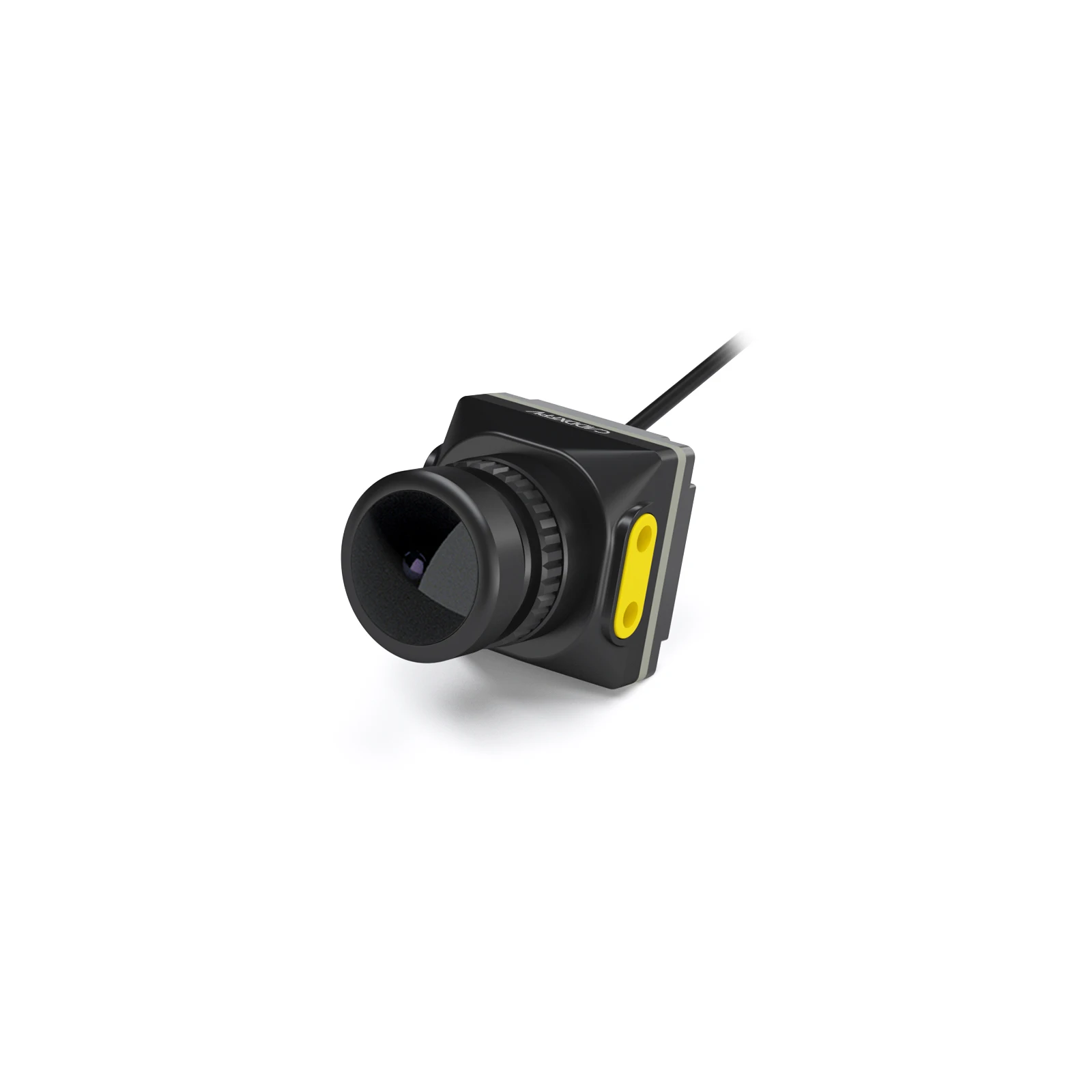 Caméra FPV Moonlight avec stabilisation EIS Gyroflow pour drone, fixée sur un support anti-vibration, câbles visibles