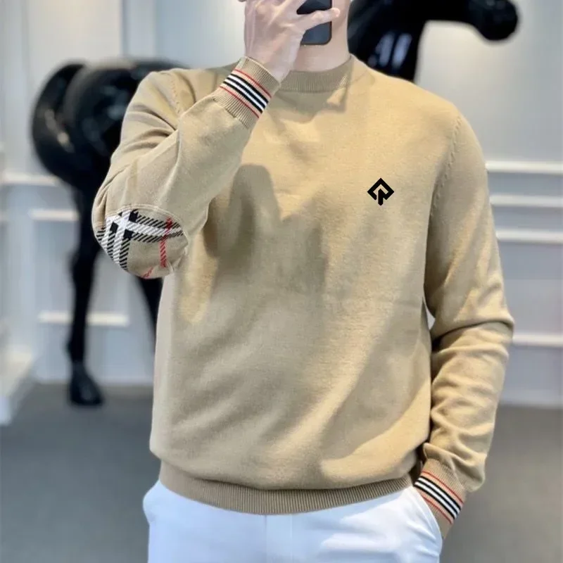 2024 Men Knitted Sweater Golf Shirts Luxury Long Sleeves Top Fashion Casual Round Neck Windproof Blouse NEW Autumn Golf Wear Men 2