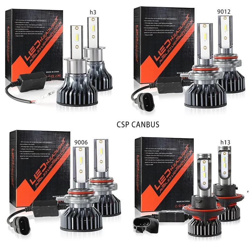 Heyword-Farol LED para carro, 26000lm, 160W, 1860, chip CSP, 3000K, 4300K, 6000K, 8000K, h4, h7, h1, 9005, h7, h11