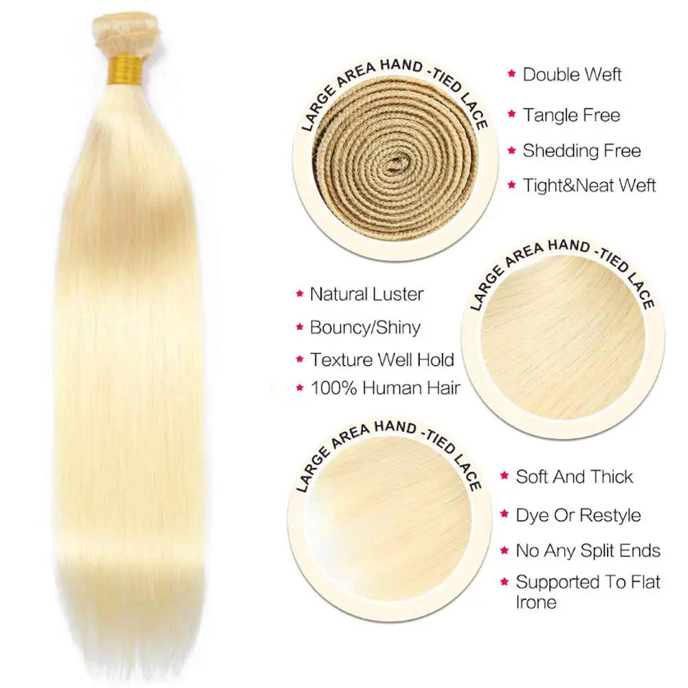 Blonde Human Hair 1 Bundles  Brazilian Straight Hair Bundle Honey Blonde Virgin Bundles Human Hair Extensions Weave 613 Color