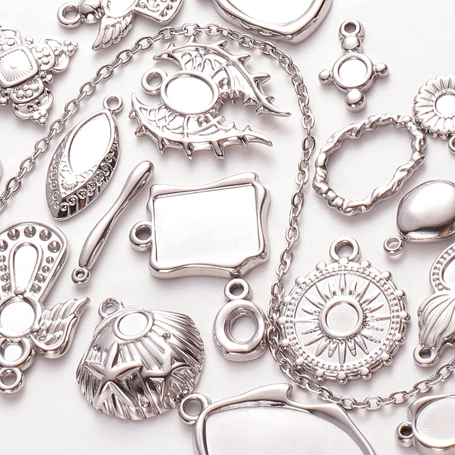 Personalisierbare Cabochon-Basisschablonen aus 304 Edelstahl mit Flügel-Engel-Anhängern für die Schmuckherstellung, handgefertigte Taschen- und Schlüsselanhänger